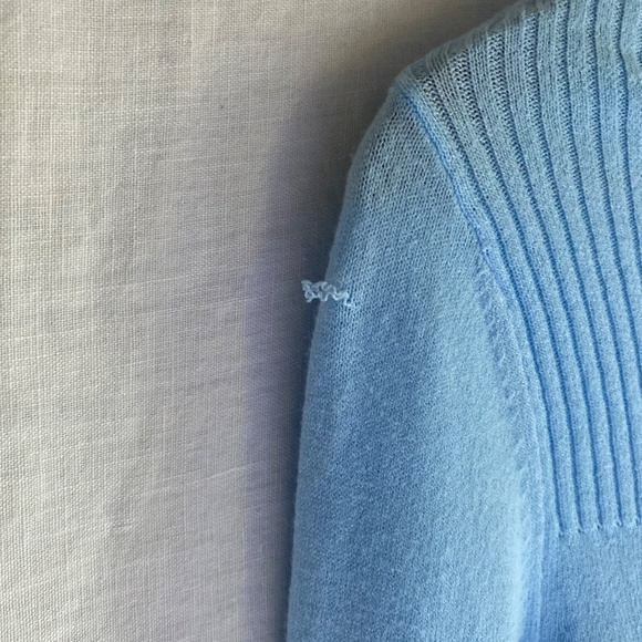 NWT Scoop Sweater Women's  XS Baby Blue Mock Neck Coastal Quiet Luxury Flaw - Picture 8 of 8
